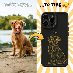 Retro Line Illustration Art Style Pet Portrait TPU iPhone Case – Custom from Your Photo