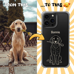 Retro Line Illustration Art Style Clear TPU iPhone Case – Custom Cartoon Portrait from Your Photo