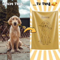 Retro Line Illustration Style Custom Flannel Blanket from Your Photo