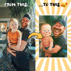 Caricature Style Custom Canvas Print from Your Photo