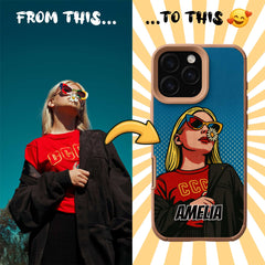Pop Art TPU & PU iPhone Case – Lichtenstein Comic Style Portrait from Your Photo