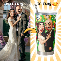 Caricature Style Custom 20oz Tumbler from Your Photo