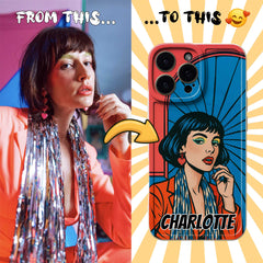 Pop Art TPU iPhone Case – Lichtenstein Comic Style Portrait from Your Photo