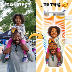 Caricature Style Custom 30oz Tumbler with Handle from Your Photo