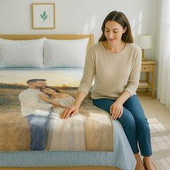 Original Watercolor Art Style Custom Flannel Blanket from Your Photo