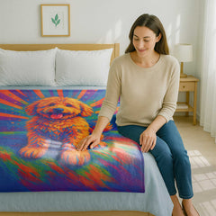 Modern Digital Pop Expressionism Pet Portrait Custom Flannel Blanket from Your Photo