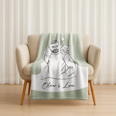 Minimal Line Illustration Style Custom Flannel Blanket from Your Photo