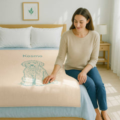 Retro Line Illustration Style Custom Flannel Blanket from Your Photo