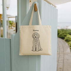 Retro Line Illustration Style Custom Tote Bag From Your Photo