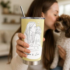 Hand Drawn Minimal Line Illustration Style Custom 20oz Tumbler from Your Photo