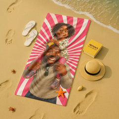 Caricature Style Custom Beach Towel from Your Photo