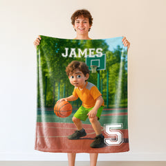 Custom Sports Flannel Blanket – Turn Your Photo into a Pixar-Inspired Athlete Character