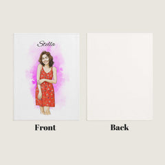 Watercolor and Pen Art Style Custom Flannel Blanket from Your Photo