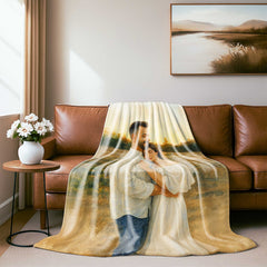 Original Watercolor Art Style Custom Flannel Blanket from Your Photo