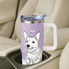 Hand Drawn Minimal Line Illustration Style Custom 30oz Tumbler with Handle from Your Photo