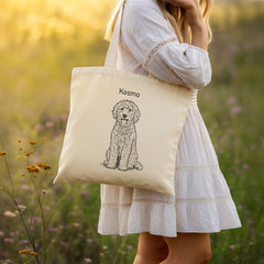Retro Line Illustration Style Custom Tote Bag From Your Photo