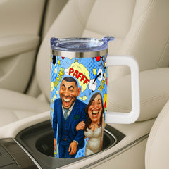 Caricature Style Custom 30oz Tumbler with Handle from Your Photo