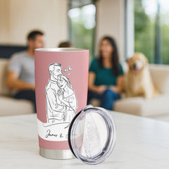Hand Drawn Minimal Line Illustration Style Custom 20oz Tumbler from Your Photo