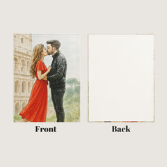 Watercolor and Pen Art Style Custom Flannel Blanket from Your Photo