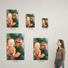 Caricature Style Custom Canvas Print from Your Photo