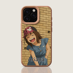 Ghibli-Inspired TPU & PU Leather iPhone Case – Custom Cartoon Portrait from Your Photo