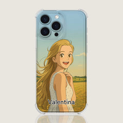Ghibli-Inspired Clear TPU iPhone Case – Custom Cartoon Portrait from Your Photo
