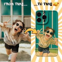 Ghibli-Inspired TPU iPhone Case – Custom Cartoon Portrait from Your Photo