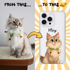 Fairy Tale Pet Portrait Clear TPU iPhone Case – Custom Cartoon Portrait from Your Photo