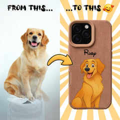 Fairy Tale Pet Portrait TPU & PU iPhone Case – Custom Cartoon Portrait from Your Photo