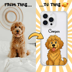 Fairy Tale Pet Portrait Clear TPU iPhone Case – Custom Cartoon Portrait from Your Photo