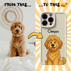 Fairy Tale Pet Portrait TPU iPhone Case – Custom Cartoon Portrait from Your Photo