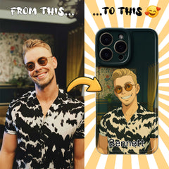 Ghibli-Inspired TPU iPhone Case – Custom Cartoon Portrait from Your Photo