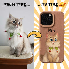 Fairy Tale Pet Portrait TPU & PU iPhone Case – Custom Cartoon Portrait from Your Photo