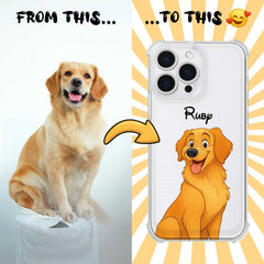 Fairy Tale Pet Portrait Clear TPU iPhone Case – Custom Cartoon Portrait from Your Photo