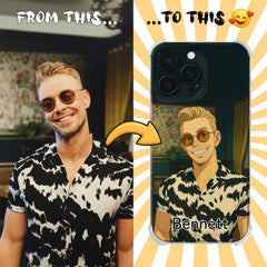 Ghibli-Inspired Clear TPU iPhone Case – Custom Cartoon Portrait from Your Photo