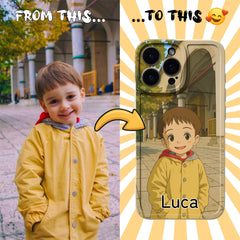 Ghibli-Inspired TPU iPhone Case – Custom Cartoon Portrait from Your Photo