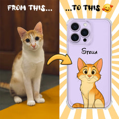 Fairy Tale Pet Portrait Clear TPU iPhone Case – Custom Cartoon Portrait from Your Photo