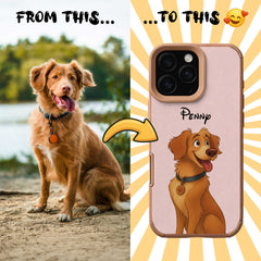 Fairy Tale Pet Portrait TPU & PU iPhone Case – Custom Cartoon Portrait from Your Photo