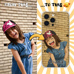 Ghibli-Inspired Clear TPU iPhone Case – Custom Cartoon Portrait from Your Photo