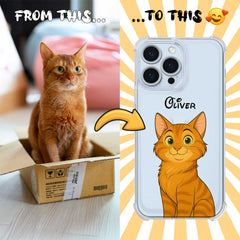 Fairy Tale Pet Portrait Clear TPU iPhone Case – Custom Cartoon Portrait from Your Photo