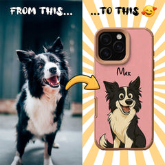 Fairy Tale Pet Portrait TPU & PU iPhone Case – Custom Cartoon Portrait from Your Photo