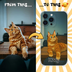 Ghibli-Inspired Clear TPU iPhone Case – Custom Cartoon Portrait from Your Photo