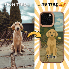 Ghibli-Inspired TPU & PU Leather iPhone Case – Custom Cartoon Portrait from Your Photo