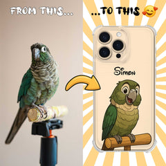 Fairy Tale Pet Portrait Clear TPU iPhone Case – Custom Cartoon Portrait from Your Photo