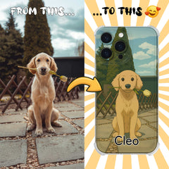 Ghibli-Inspired Clear TPU iPhone Case – Custom Cartoon Portrait from Your Photo