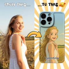 Ghibli-Inspired TPU iPhone Case – Custom Cartoon Portrait from Your Photo