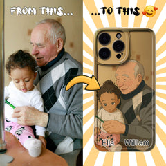 Ghibli-Inspired TPU iPhone Case – Custom Cartoon Portrait from Your Photo