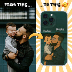 Ghibli-Inspired Clear TPU iPhone Case – Custom Cartoon Portrait from Your Photo