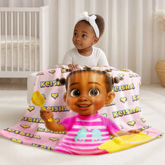 Custom Pixar Style Blanket from Your Photo | Personalized Kids & Baby Gift with Name