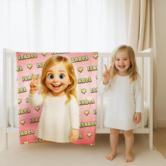 Custom Pixar Style Blanket from Your Photo | Personalized Kids & Baby Gift with Name